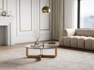 Vente-unique - Couchtisch - Sicherheitsglas & Metall - Transparent & Goldfarben - CELENA