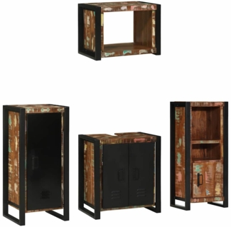 vidaXL Badezimmermöbel Set mit Regal 4 pcs Mehrfarbig Massives Altholz 3305667