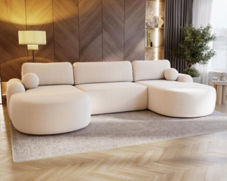 Compleo Ecksofa Design U-Form Ecksofa Bouclé, luxuriöses, runde Formen OLIO, Modern Wohnzimmer, komfortables Couch