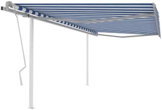 vidaXL Markise Manuell Einziehbar mit Pfosten 4x3,5 m Blau & Weiß 3070016