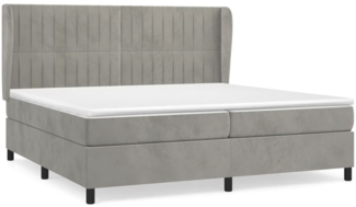 vidaXL Boxspringbett mit Matratze Hellgrau 200x200 cm Samt, Härtegrad: H2 [3129351]