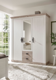 Kleiderschrank Drehtürenschrank Schlafzimmer Florenz 169m pinie weiß oslo pinie