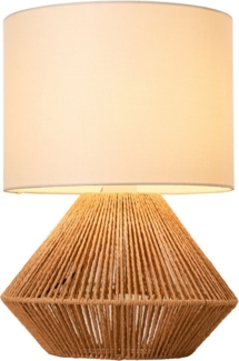 my home Tischleuchte Hörvik, ohne Leuchtmittel, Tischlampe mit Sisal Schnur, Leinenschirm / Stoff - beige, 42 cm hoch