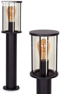 hofstein Pollerleuchte moderne Sockelleuchte aus Metall/Glas in Schwarz/Rauchfarben, ohne Leuchtmittel, Wegeleuchte 60 cm, Gartenlampe, Gartenbeleuchtung IP54, 1 x E27