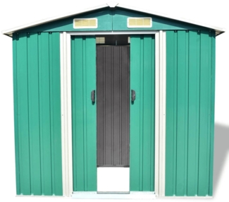 vidaXL Gartenschuppen Grün Metall 204 x 132 x 186 cm