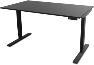 ASSMANN Elektrisch höhenverstellbarer Schreibtisch Y-Line 140x70 cm Schwarz Schwarz Metall Holz Melaminoberfläche