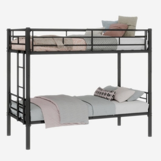 BlingBin Etagenbett Jugendbett Kinderbett (1-St, Mit Leiter und Geländer), umbaubar zu zwei Einzelbetten, 90 ×190 cm