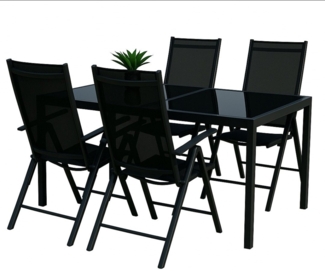 BruKa Gartentisch Sitzgruppe POETTO 4 Personen Aluminium Gartenmöbel Tisch, Stühle Terrasse Stuhl
