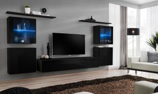 Hängende Wohnwand Switch XIV in Schwarz 320 x 160 cm 7-teilig