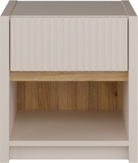 Nachtkommode >SQUERE< in Mauvelle Eiche Dekor / Sand - 40,6 x 43 x 41,7 cm (BxHxT)