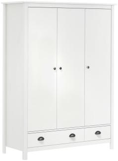 vidaXL Kleiderschrank mit 3 Türen Hill Weiß 127x50x170 cm Kiefernholz 288952