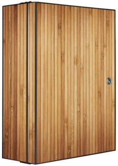 banjado Medizinschrank Stahl Bambusholz (abschließbar, 3 große und 2 kleine Fächer) 35 x 46 x 15 cm