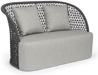 Casa Padrino Luxus Gartensofa mit Kissen Grau / Anthrazit 150x81 x H. 93 cm - Wetterbeständiges Garten & Terrassen Sofa - Garten & Terrassen Möbel - Luxus Qualität