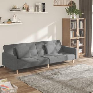 vidaXL Schlafsofa 2-Sitzer mit 2 Kissen Hellgrau Stoff 375799