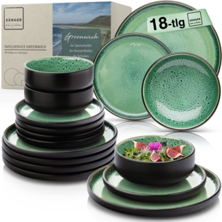 SÄNGER Steingut Geschirrset Greenwich 18 teilig für 6 Personen