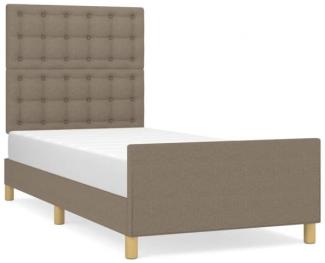 Einzelbett mit Kopfteil Stoff Taupe 90 x 190 cm