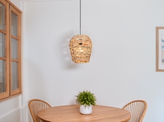 Pendelleuchte JEAN mit Lampenschirm geflochten aus Wasserhyazinthe, Ø 29cm