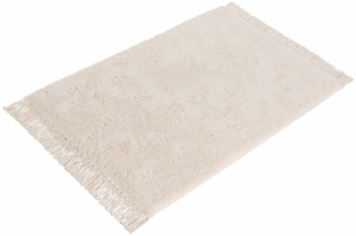 my home Badematte Finca, Badvorleger, Badezimmer Teppich, Höhe 16 mm, rutschhemmend beschichtet, fußbodenheizungsgeeignet, strapazierfähig, Baumwolle (Bio-Baumwolle), quadratisch, Fransen, Boho, Badteppich, Bio-Baumwolle, auch als 3 teiliges Set