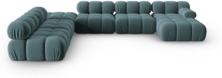 Micadoni Modulares Panorama Ecksofa Bellis 7-Sitzer Links Samtstoff Petrol