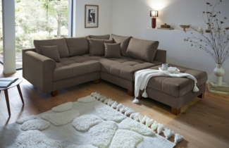 Home affaire Ecksofa Rice L-Form inkl. Hocker, Set, mit Bonnellfederkern, Hocker & Kissen, Ottomane beidseitig montierbar