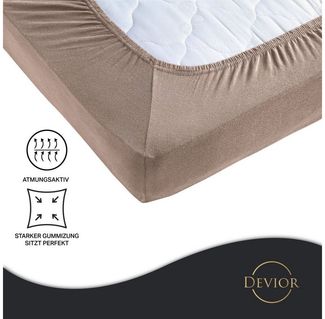 Devior Spannbettlaken für 180x200cm Boxspringbett-Matratzen bis 32cm dicke, 100% Baumwolle, Jersey, Gummizug: Rundumgummizug, Atmungsaktives Bettlaken mit Einlaufschutz 135 g/m² – ohne Fussel