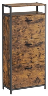 Vasagle Schuhschrank, mit 3 Klappen, 60 x 30 x 130 cm, Schuhregal, Schuhablage, für 15-18 Paar Schuhe, vintagebraun-schwarz von Songmics LBS101B01