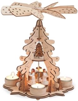 matches21 HOME & HOBBY Weihnachtspyramide Weihnachtspyramide Tannenbaum & Engel Teelichter 1-stöckig