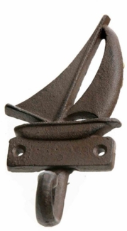 Linoows Wandhaken Wandhaken, Garderobenhaken, Maritimer Haken Segelboot, alle Räume, (1-St), Wandhaken im Antikstil aus Gusseisen