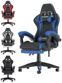 BIGZZIA Bürostuhl Gaming Stuhl mit Fußstütze - Gamer Stühle Ergonomisch mit Lendenkissen, Kopfstütze Gaming Chair Höhenverstellbar Computerstuhl