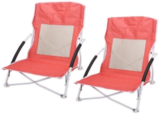 Koopman Faltstuhl Faltstuhl Campingstuhl Gartenstuhl Tragetasche (1 St), 2er Set Rot, gepolsterte Armlehnen, Tragetasche, Rückennetz