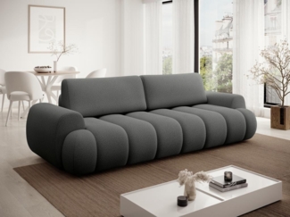 Vente-unique - Sofa 4-Sitzer mit Schlaffunktion - Stoff - Grau - FRIDORA