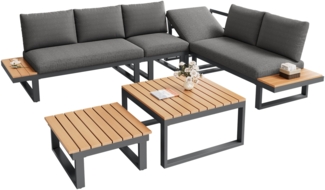 Merax Gartenlounge-Set 6-Sitzer Gartenmöbel, mit 5-stufig-Neigungsfunktion, Eisen Grau
