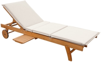 Dehner Gartenliege Rolliege Ravenna inkl. Polster, 200 x 70 x 89 cm, Holz, verstellbare Sonnenliege mit Rollen, aus FSC®-zertifiziertem Holz