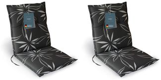 LILENO HOME Polsterauflage Niedriglehner, bequeme Sitzauflage für Gartenstühle, Stuhlkissen, (2 St, 2er Set), Gartenstuhl Auflage Blume Anthrazit Weiß, Sitzpolster waschbar