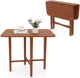 Quadratischer Holzesstisch für 2-4 Personen mit 2 Klappbaren Tischplatten Klappbarer Esstisch Braun