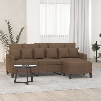 vidaXL 3-Sitzer-Sofa mit Hocker Braun 180 cm Stoff 3201092