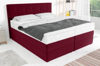 99rooms Palermo Boxspringbett Velours KRONOS Rot 140x200 cm Bonell-Federung