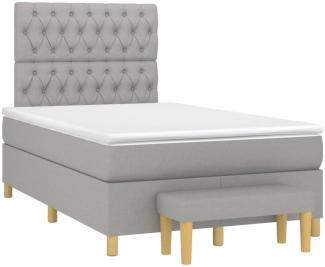 vidaXL Boxspringbett mit Matratze Hellgrau 120x190 cm Stoff 3270425
