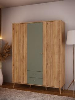 FORTE Kleiderschrank Salbei, Drehtürenschrank, Stauraum