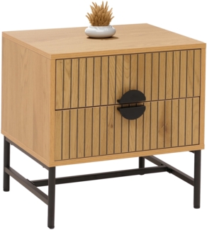 Nachttisch HWC-O39, Beistelltisch Nachtschrank Schrank, Schublade Melamin MDF Metall 50 x 48 x 39 cm ~ natur