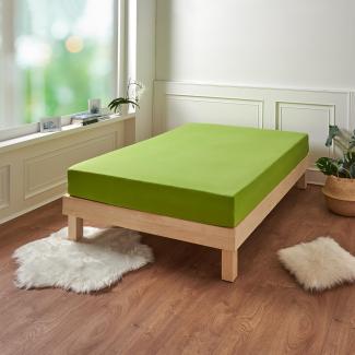 Traumschlaf Premium Interlock Spannbettlaken|90x220 cm - 100x220 cm| apfelgrün