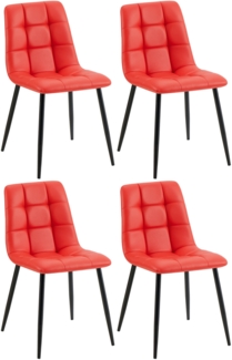 4er Set Esszimmerstuhl FANOR - Kunstleder Rot 45 x 55 x 84 cm | Essstühle Esszimmerstühle Küchenstühle Wohnzimmerstühle