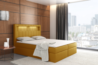 99rooms Florinda Boxspringbett Velours 200x200 cm Gelb