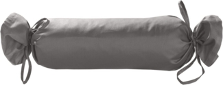 Mako Satin / Baumwollsatin Nackenrollen Bezug uni / einfarbig dunkelgrau 15x40 cm mit Bändern