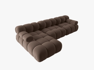 Micadoni Modulares Ecksofa Bellis 4-Sitzer Links Samtstoff Braun