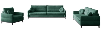 MOEBLO Polstergarnitur ESTELA 3+2+1, (Stoff Samt (Velour) Glamour Wohnlandschaft Sofa Couch Garnitur, Polstermöbel-Set Ohrensofa 3 Sitzer, 2 Sitzer und Sessel)