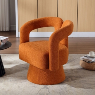 HAUSS SPLOE Drehstuhl 360° drehbarer Freizeitsessel Loungesessel Polsterstuhl Relaxsessel (runde Sessel mit breiter Polsterung, flauschigem Stoffstuhl), für Wohnzimmer, Schlafzimmer, Büro, Wartezimmer.
