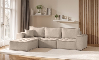 Ecksofa Modulsofa 3-teilig SANDE Stoff Alpine Toffee Ottomane Links