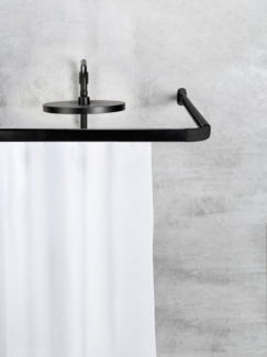 SCHÖNER WOHNEN-Kollektion Vorhangschiene »Jete«, mit Bohren, verschraubt, Aluminium, Kunststoff, Winkel-Duschvorhangschiene, Aluminium, mit 16 Vorhanggleitern