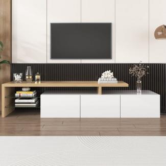 HAUSS SPLOE TV-Schrank TV-Lowboards TV Schrank Fernsehschrank TV-Tisch (LED-Beleuchtung, praktischer Stauraum) modernes Design